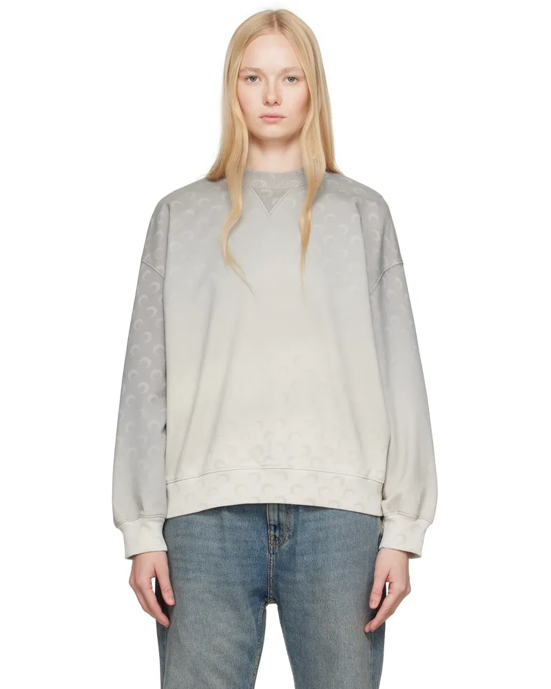 Marine Serre Gray Moon Faded Fleece Oversized Sweatshirt Gr50