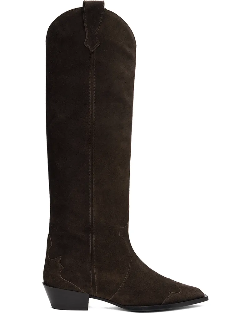 aeyde Brown Aruna Suede Cowboy Tall Boots Moka