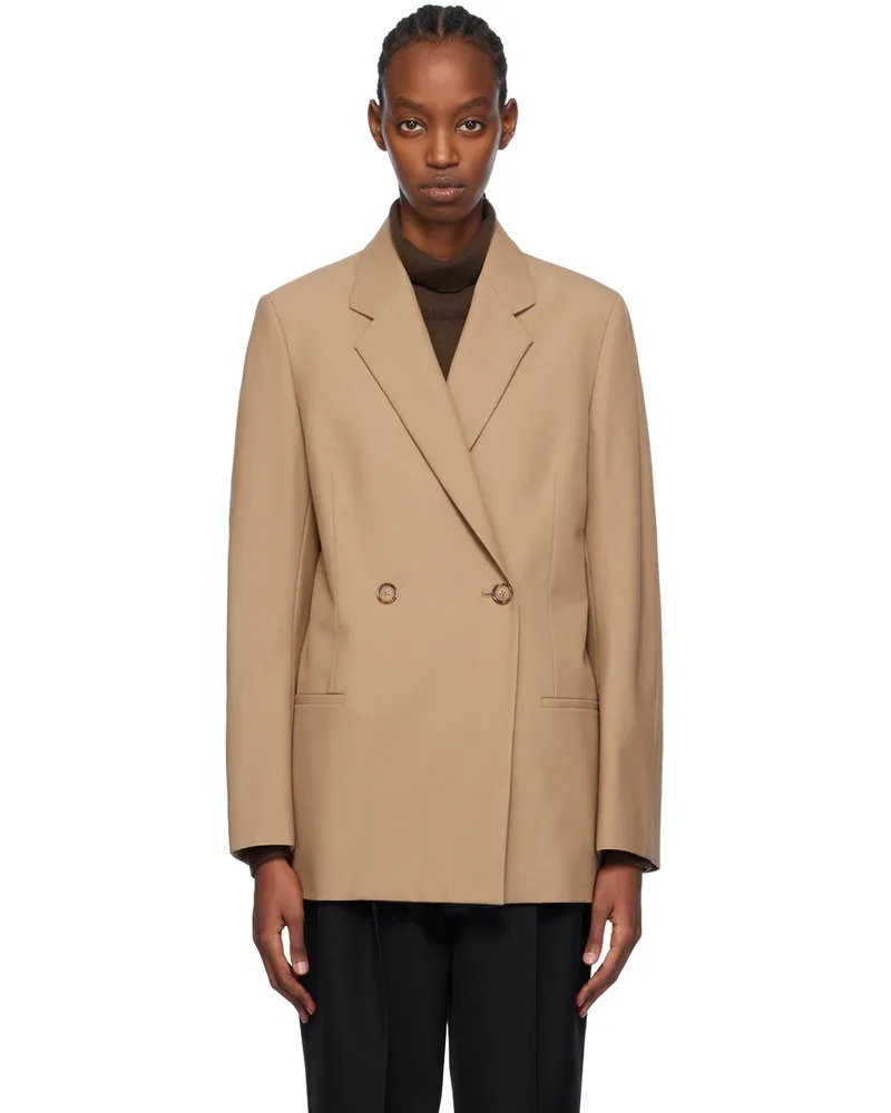 Totême Tan Double-Breasted Blazer 091