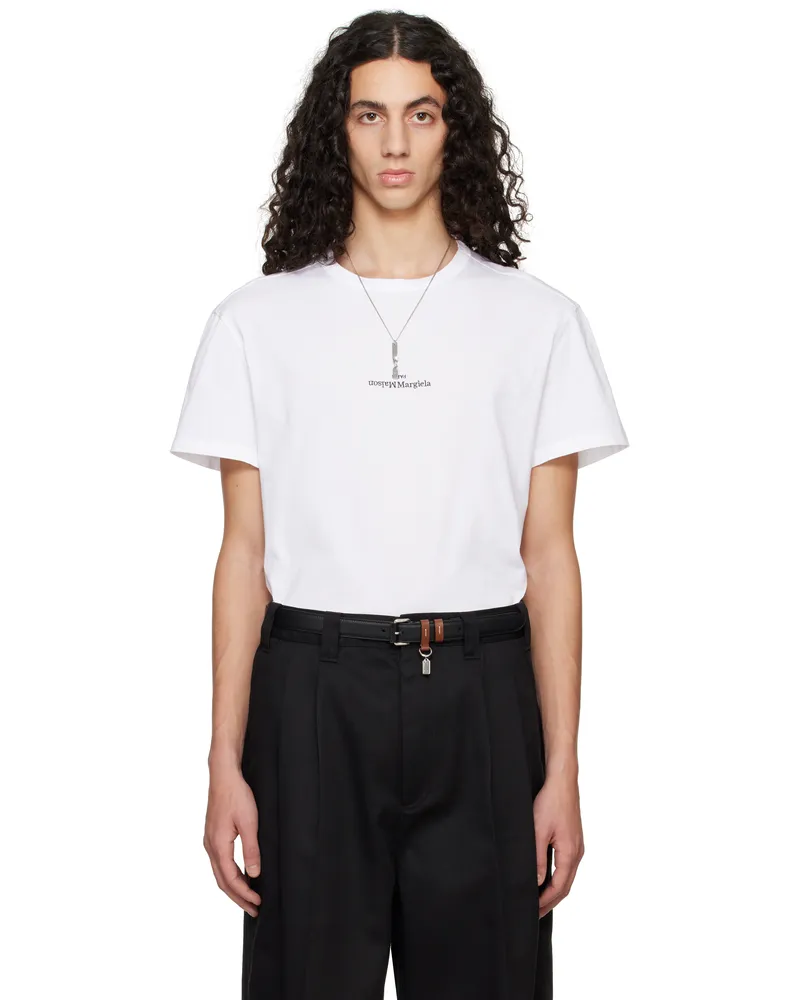 Maison Margiela White Distorted Logo T-Shirt 994