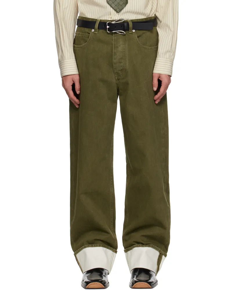 Bottega Veneta Khaki Colored Turned Up Jeans 4056