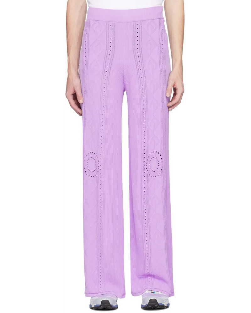 Marine Serre Purple Distressed Sweatpants Lilac