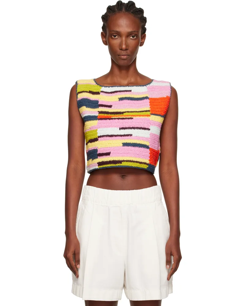 The Elder Statesman Multicolor Crochet Sleeveless Top D426