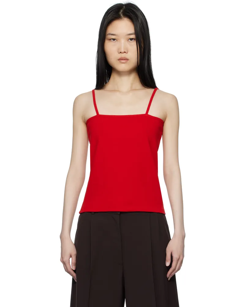 LE 17 SEPTEMBRE Red Square Neck Tank Top Red