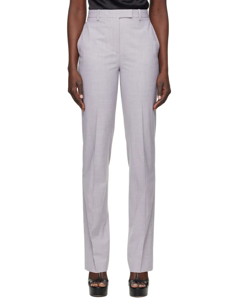 Versace Gray Mélange Straight-Leg Trousers 1eb60-concrete