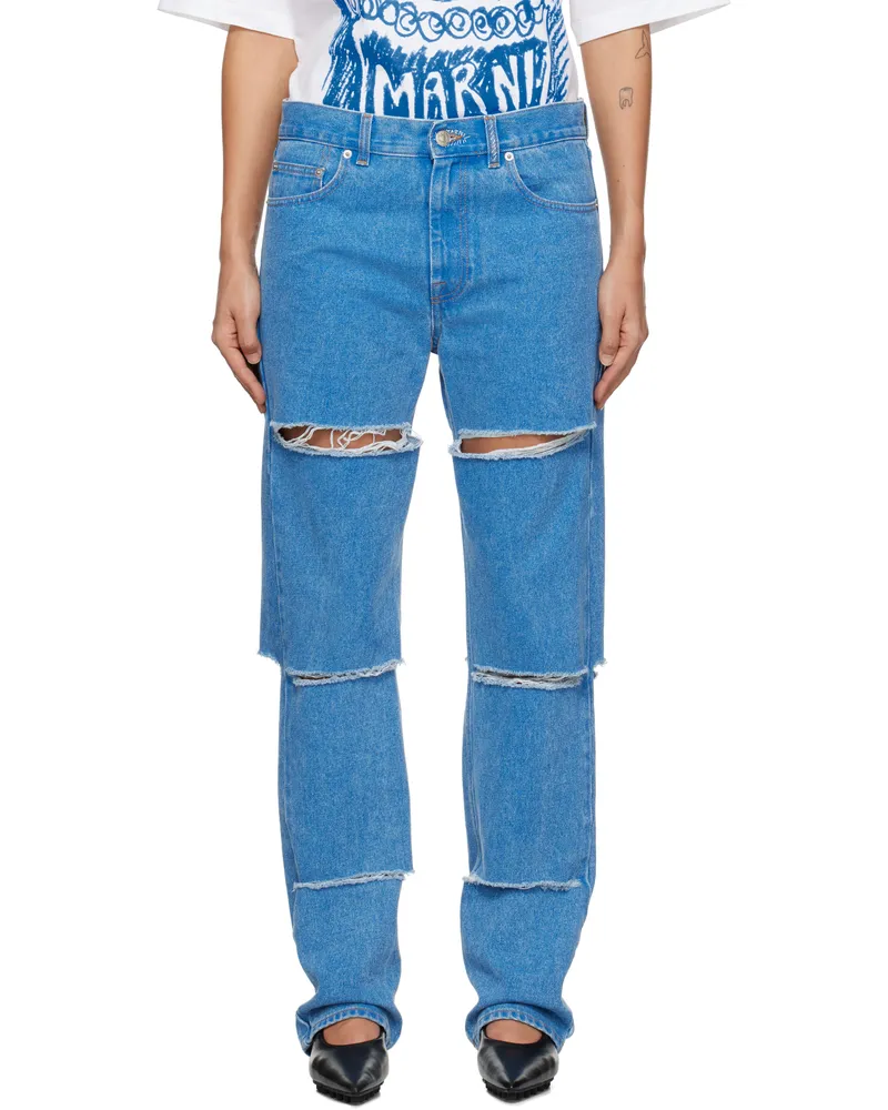 Marni Blue Slashed Boyfriend Jeans Bdb44