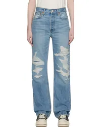 RE/DONE Blue High-Rise Loose Jeans Mended