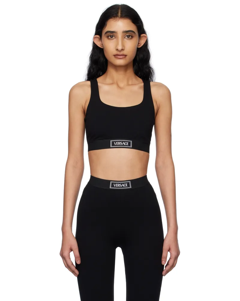 Versace Black 90s Vintage Logo Sport Bra 1b000-black