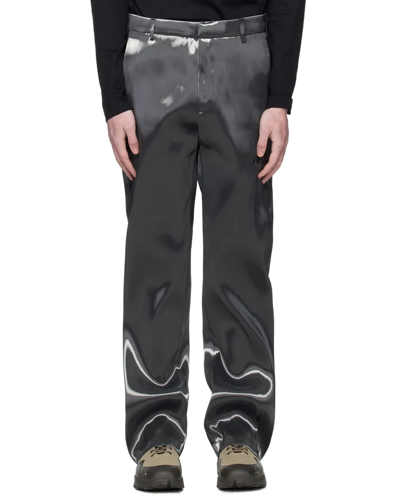 Heliot Emil Gray Liquid Metal Trousers Liquid