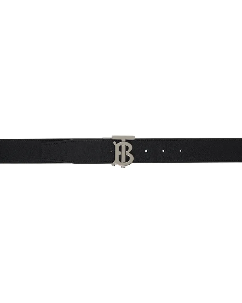Burberry Black & Tan Leather Reversible 'TB' Belt Black