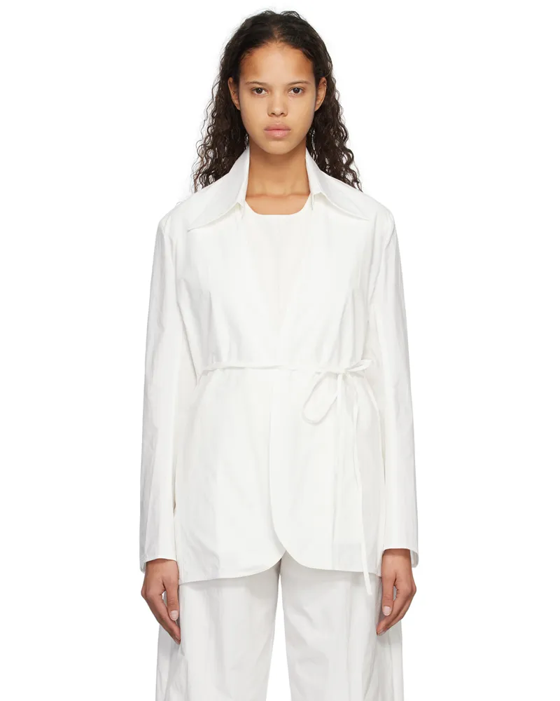 Subtle Le Nguyen White Collarless Jacket White