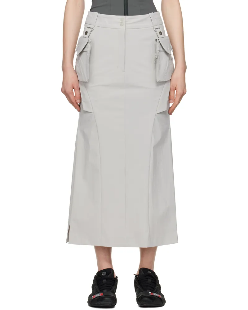 Hyein Seo Gray Cargo Midi Skirt & Top Set Fog