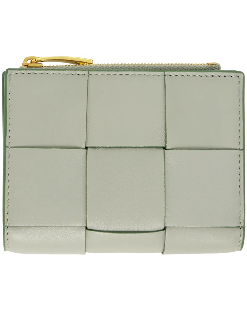 Bottega Veneta Green Small Cassette Bi-Fold Zip Wallet 1582