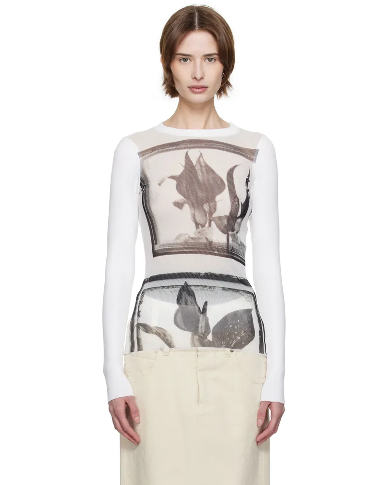 Jean Paul Gaultier White Flowers Cadres T-shirt 010200
