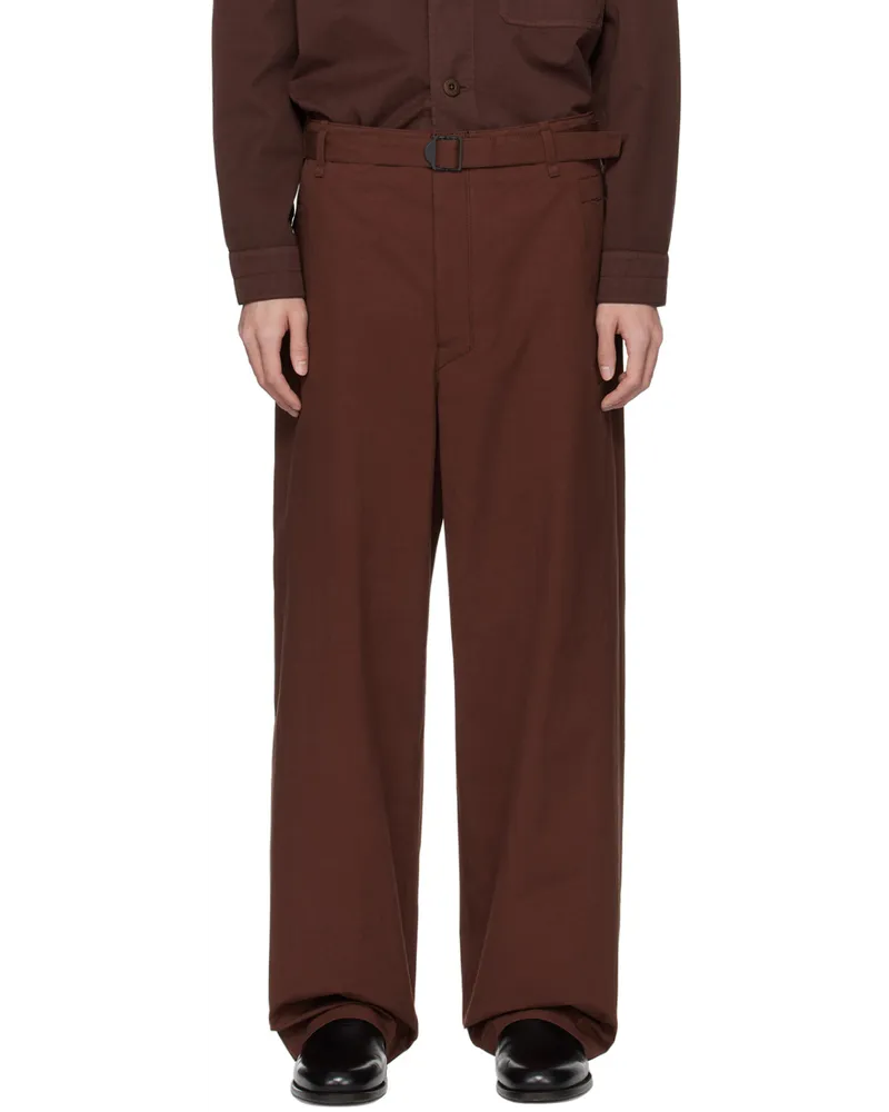 Christophe Lemaire Brown Seamless Belted Trousers Brchocolate