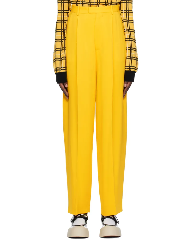 Marni Yellow Pleated Trousers 00y56