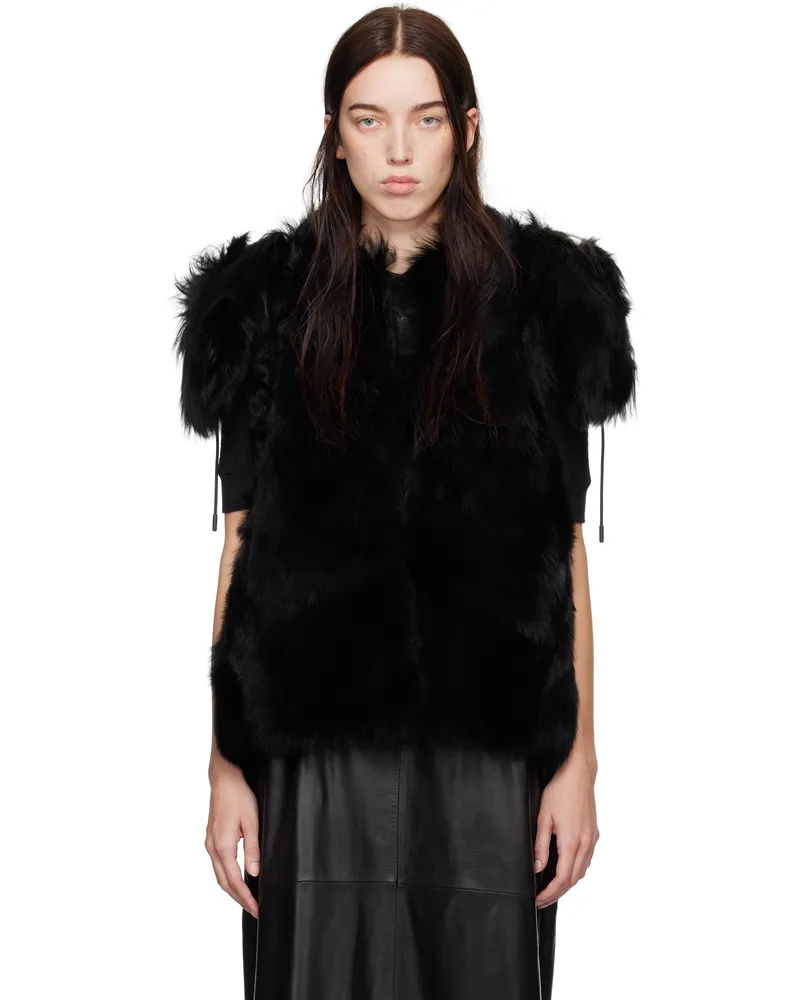 Proenza Schouler Black Aubrey Shearling Vest Black