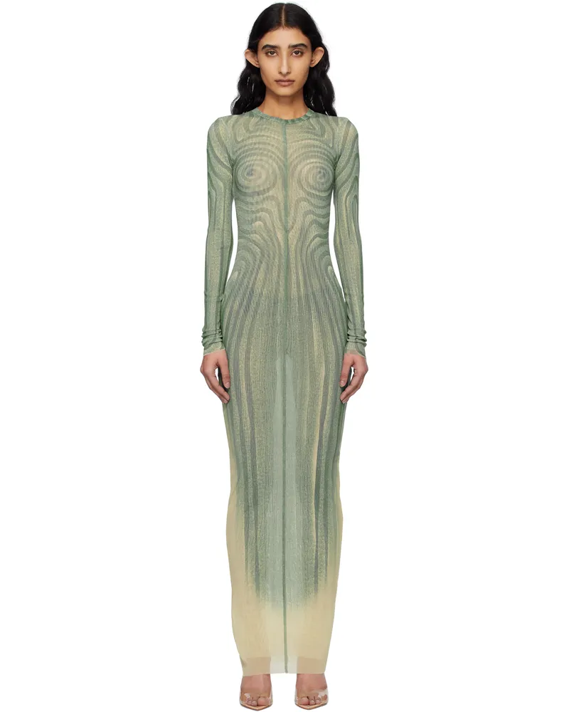 Jean Paul Gaultier Blue 'The Long Spirale' Maxi Dress 0351-ecru