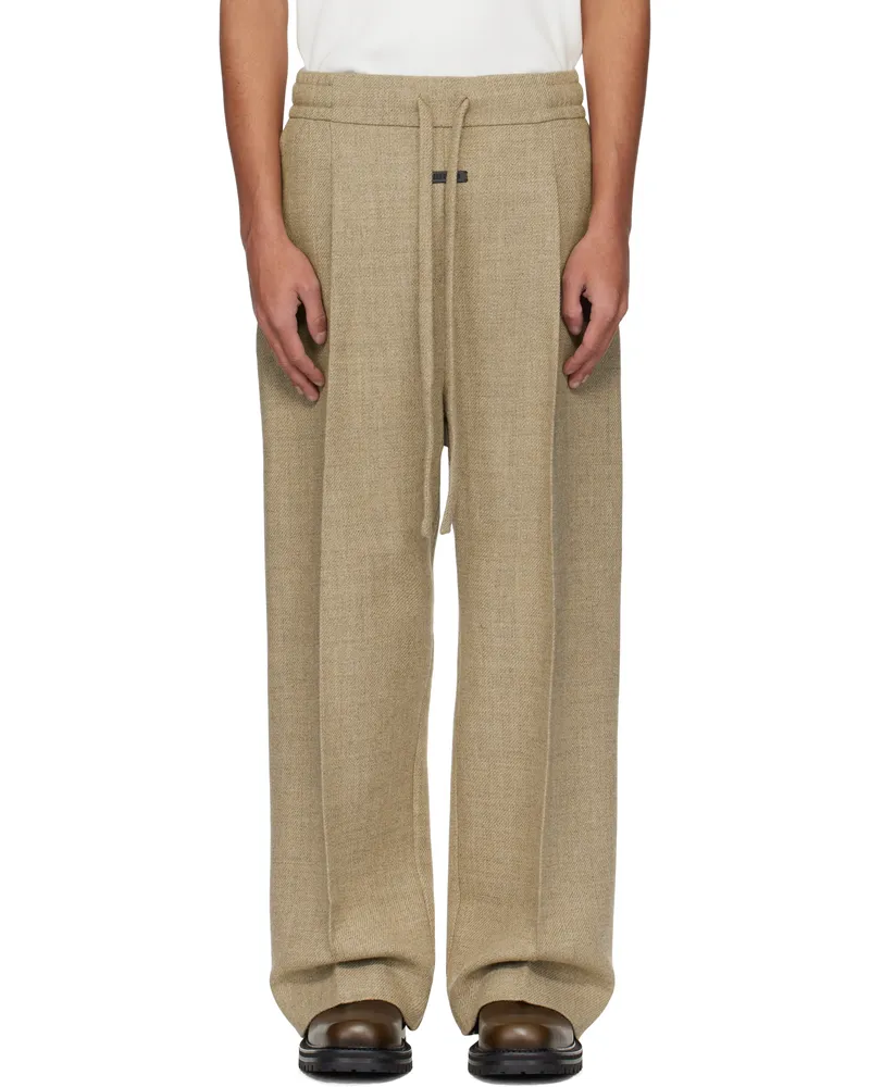 Fear of God Taupe Drawstring Wide Leg Trousers Melange
