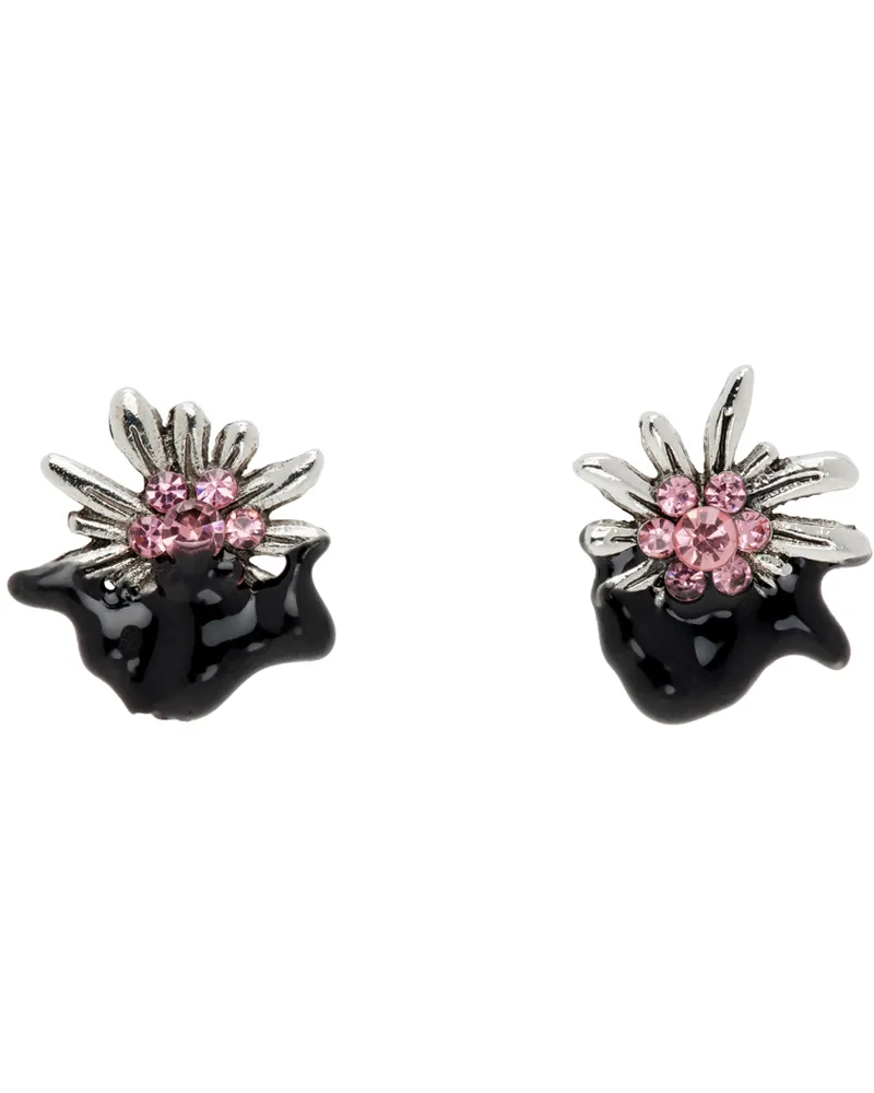 OTTOLINGER Silver & Black Dipped Edelweiss Earrings Black