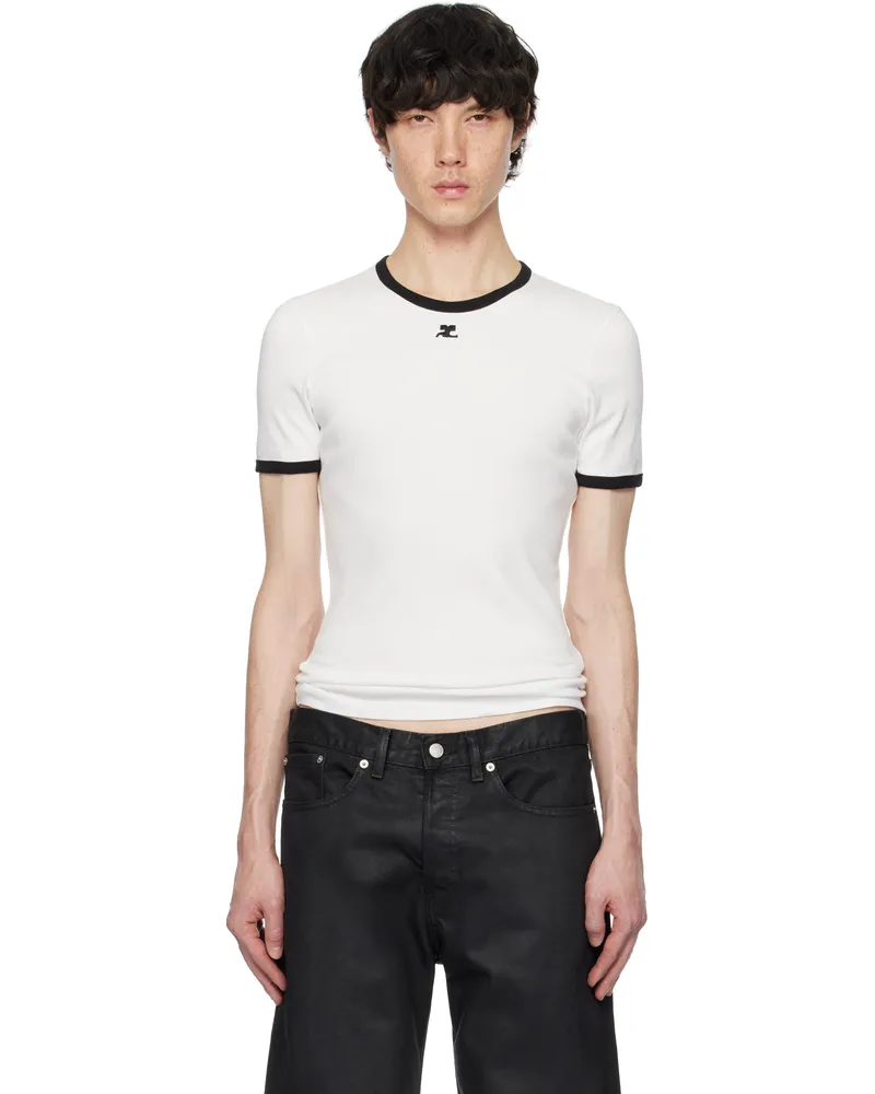 Courrèges White & Black Signature Contrast T-Shirt 98