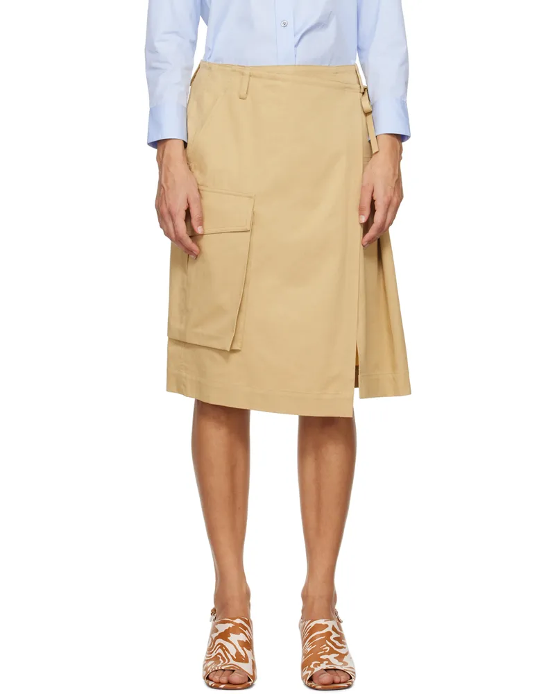 Dries van Noten Beige Wrap Midi Skirt 103