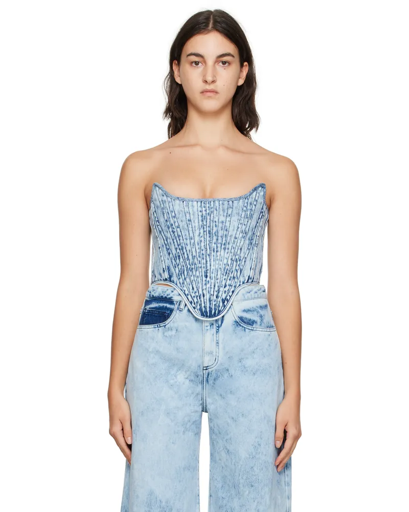 Marques ' Almeida Blue Paneled Denim Corset Acid