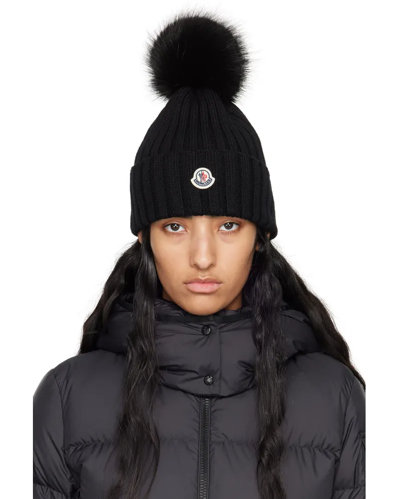 Moncler Black Pom Pom Beanie 999
