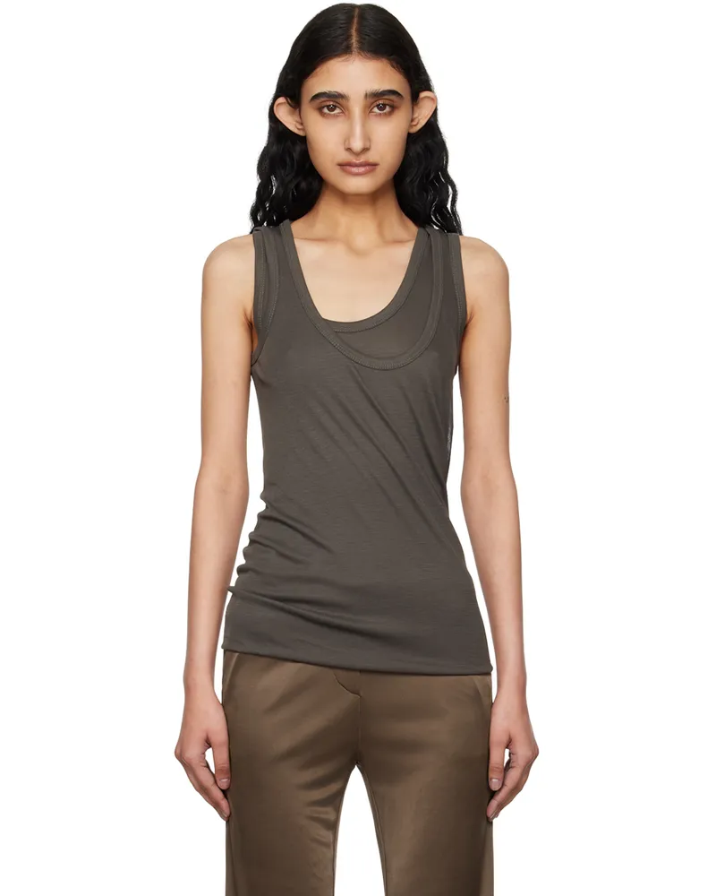 Helmut Lang Gray Convertible Tank Top Graphite