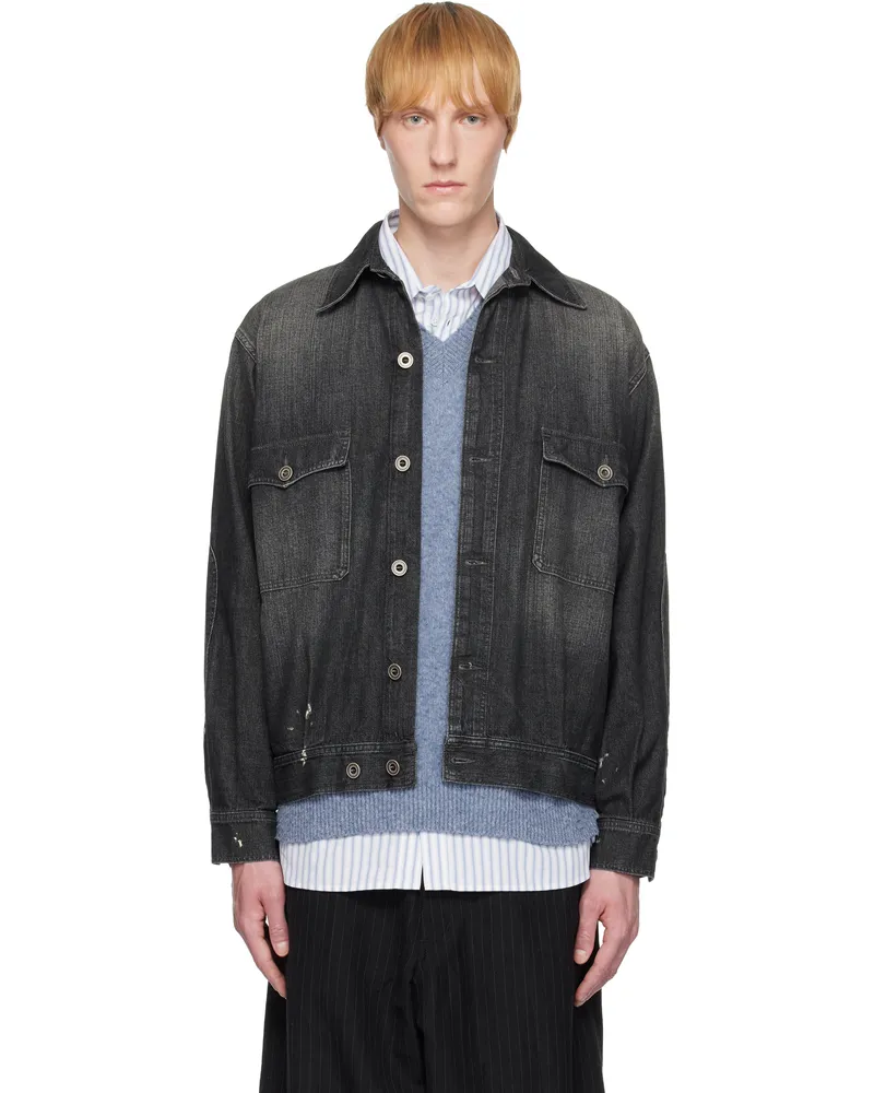Maison Margiela Black Distressed Denim Jacket 961