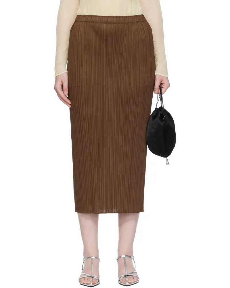 Issey Miyake Brown New Colorful Basics 4 Midi Skirt 44