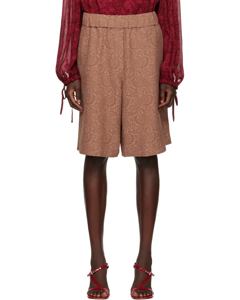 Dries van Noten Brown Jacquard Shorts 350