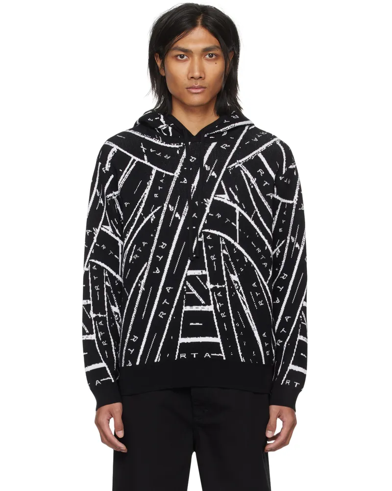 RTA Black Drawstring Hoodie Black