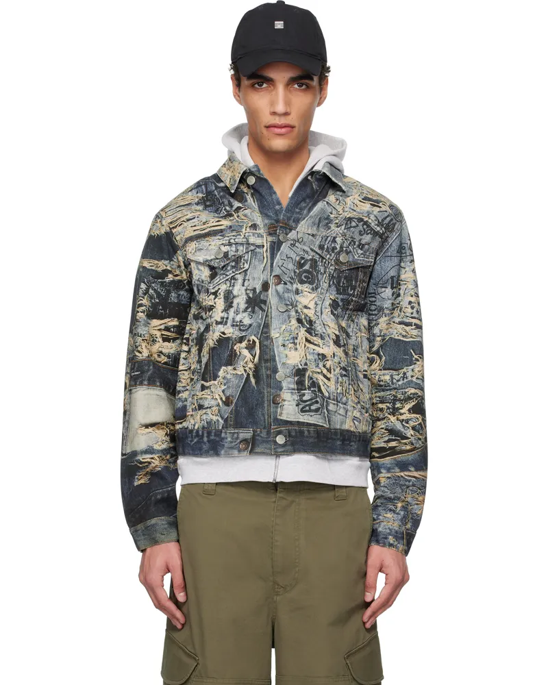 Acne Studios Navy Trompe L'oeil Denim Jacket Auz