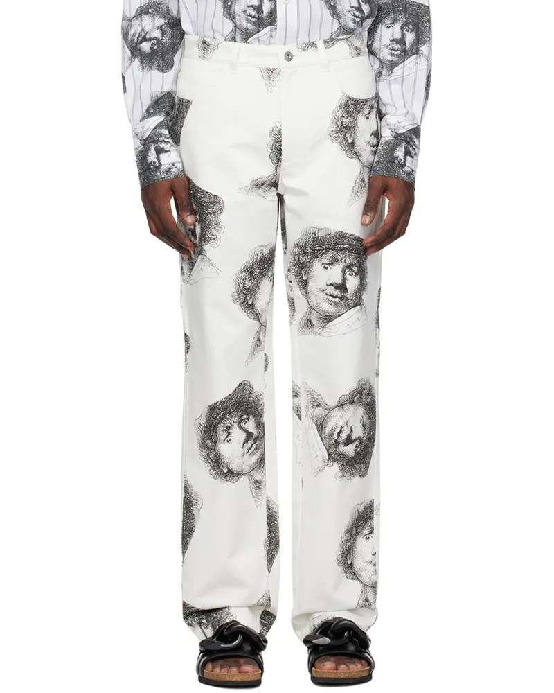 J.W.Anderson White Printed Jeans 001