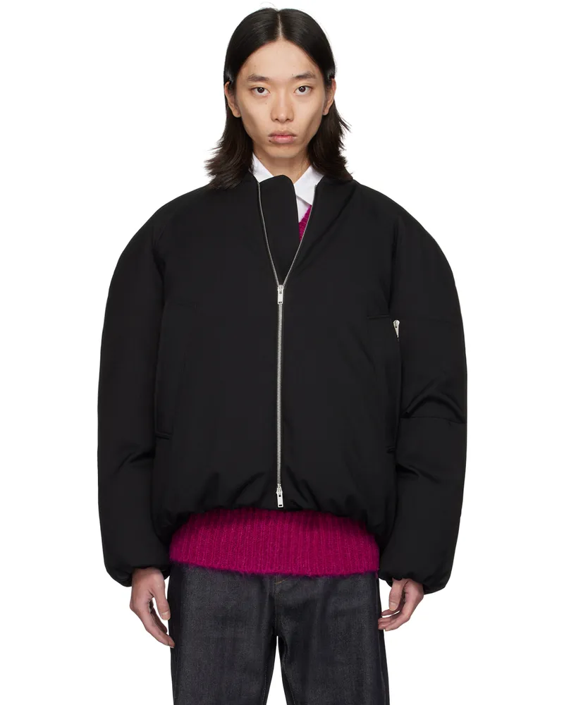 Jil Sander Black Zip Down Bomber Jacket 001