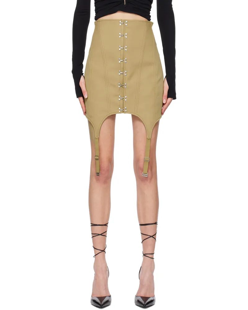 Dion Lee Khaki Corset Garter Miniskirt Khaki