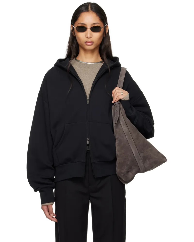 Fear of God Black Classic Full Zip-Up Hoodie Jet