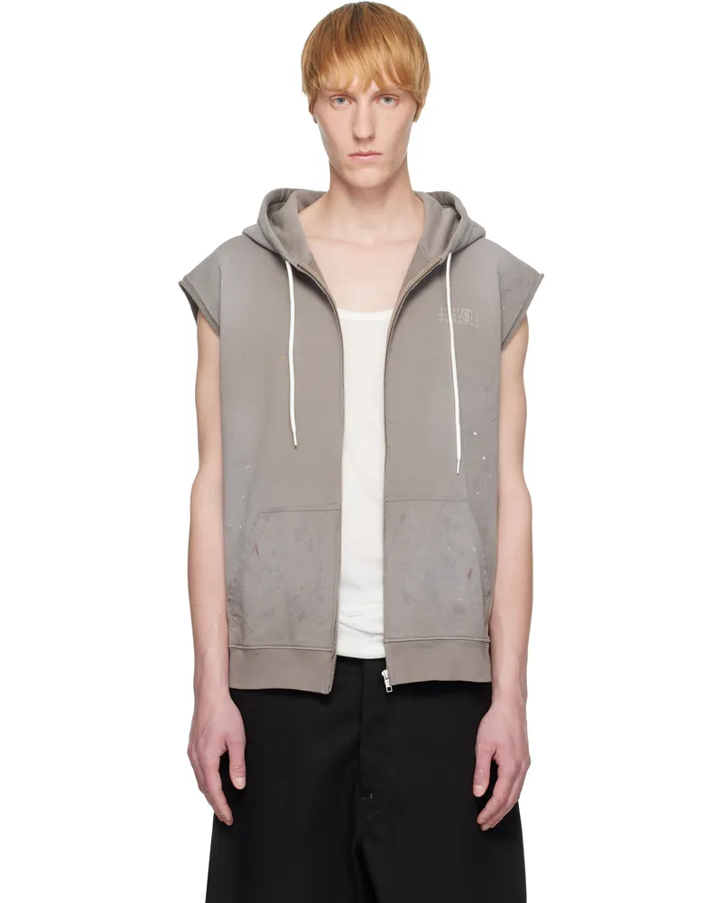 Maison Margiela Taupe Paint Splatter Hoodie 803