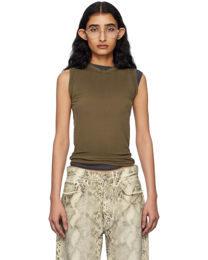 Acne Studios Brown Ribbed Tank Top Dld
