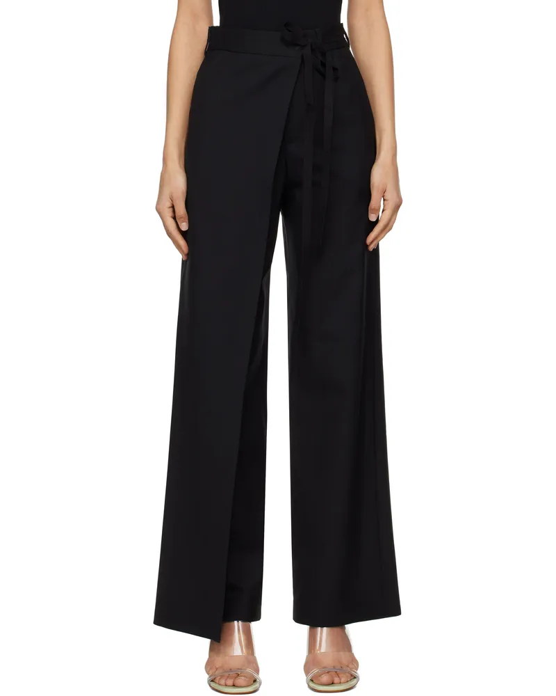 Maison Margiela Black Tailoring Wool Canvas Tie Trousers 900