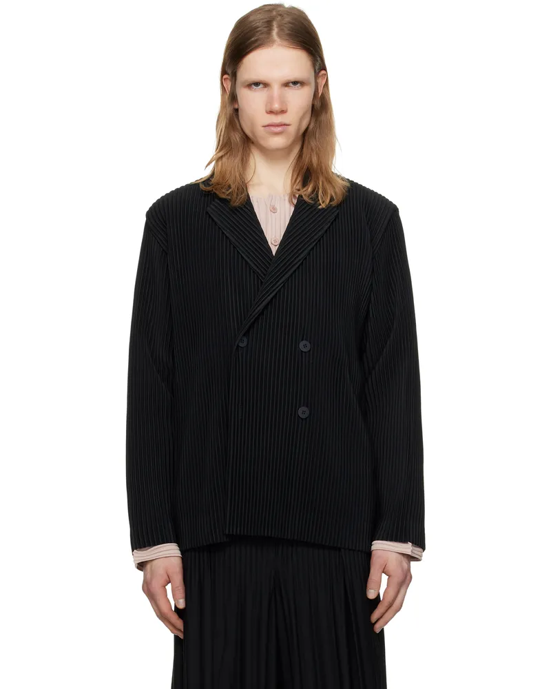 Issey Miyake Black Tailored Pleats 1 Blazer 15-black