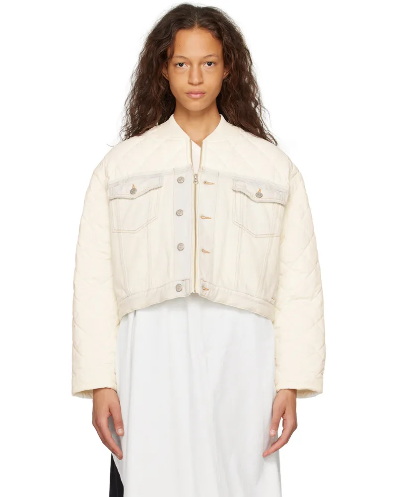 Maison Margiela Off-White & Blue Paneled Denim Jacket 961