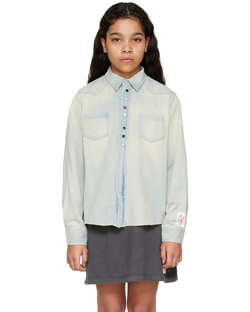 Golden Goose Kids Blue Patch Pocket Denim Shirt 50100