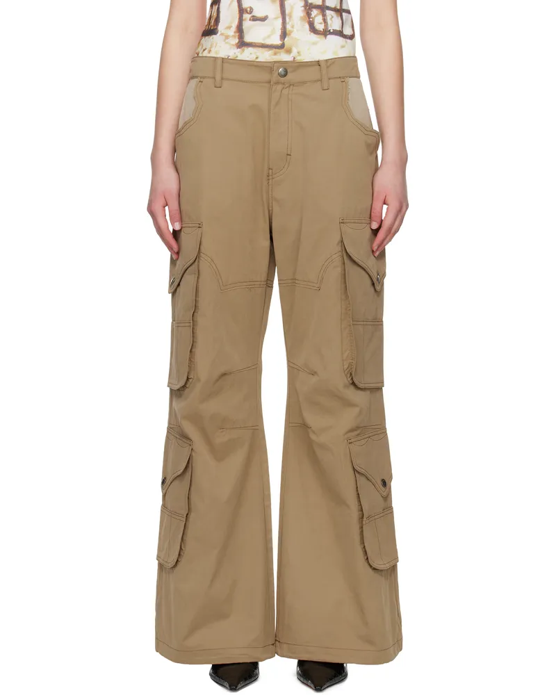 Andersson Bell Beige Waxed Utility Pocket Cargo Pants Beige