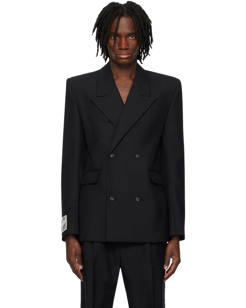 Egonlab Black Fitted Double Breasted Blazer Tailoring