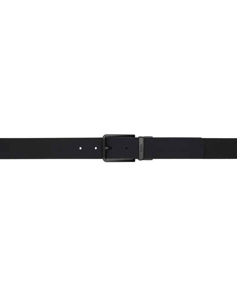 HUGO BOSS Black Embossed Leather Belt 001-black