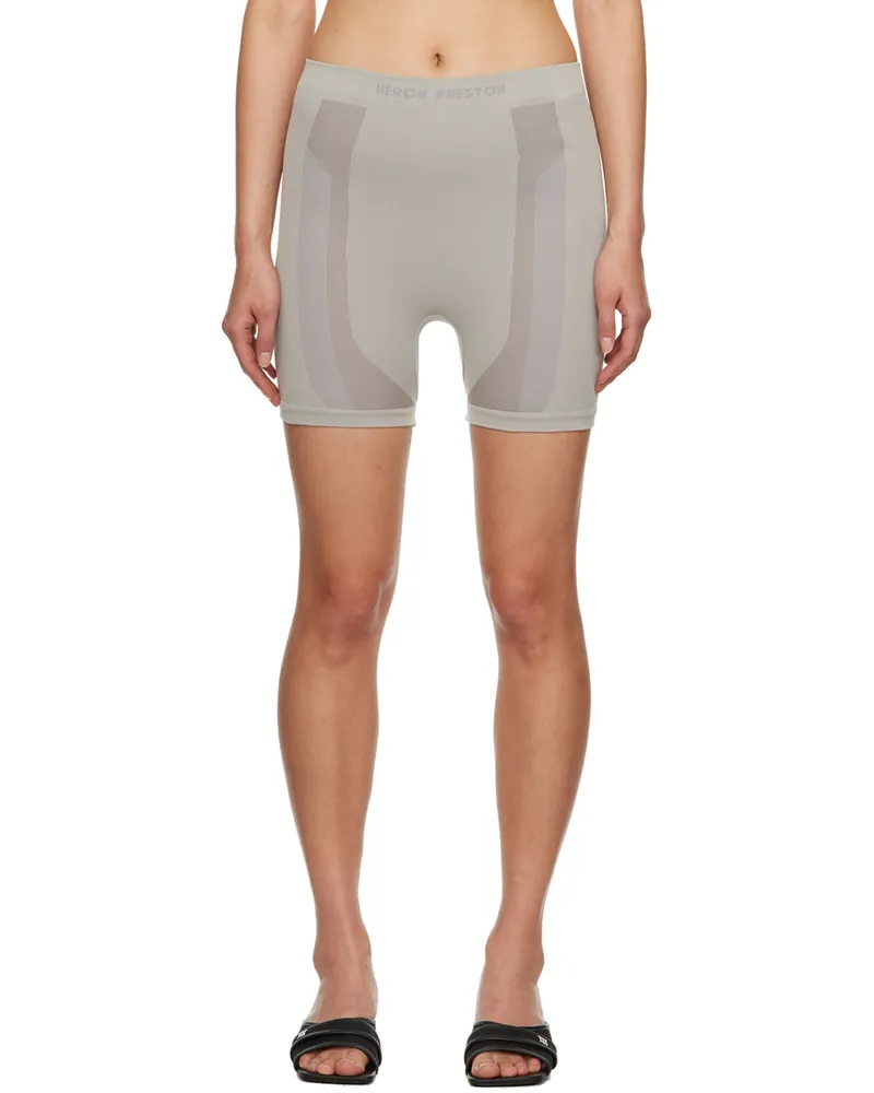 Heron Preston Gray 3D Ribbing Shorts Beige
