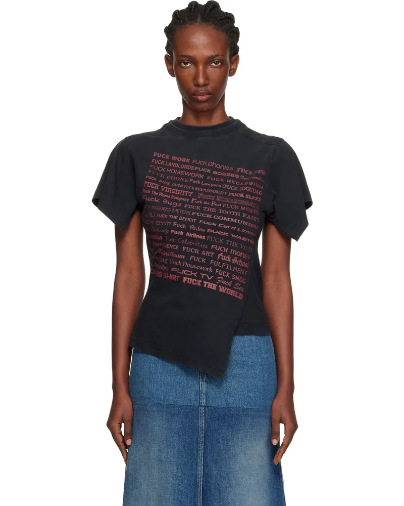 VETEMENTS Black 'Fuck' Shifted T-shirt Washed