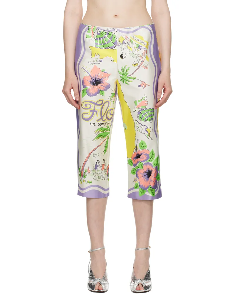 Anna Sui Multicolor Florida Capri Trousers Lavender